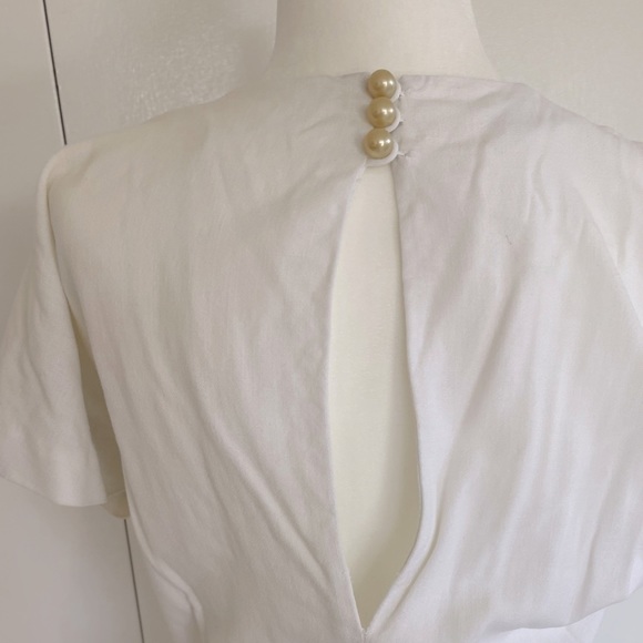 Vintage Original Franklin Chicago White Linen Midi Dress w/ Detailed Embroidery - Picture 6 of 7